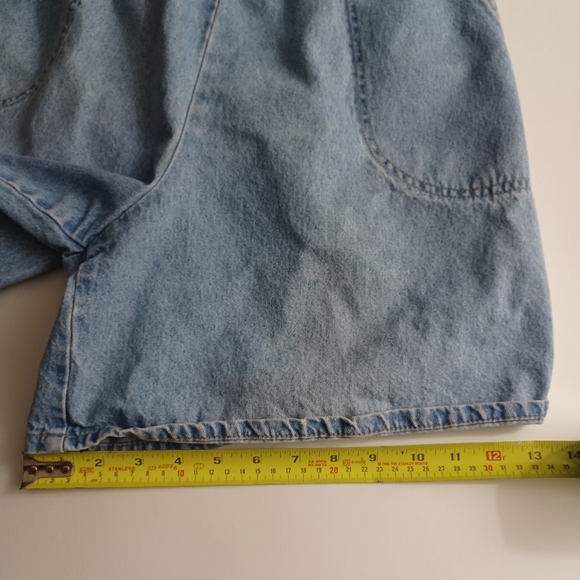 Vintage Sport Timer Mom Jeans Denim Shorts Size 14 Blue -Elastic Waist -Pockets - Picture 10 of 12